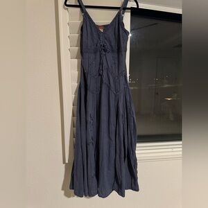 Scully Slate Blue Spaghetti-Strap Maxi Dress